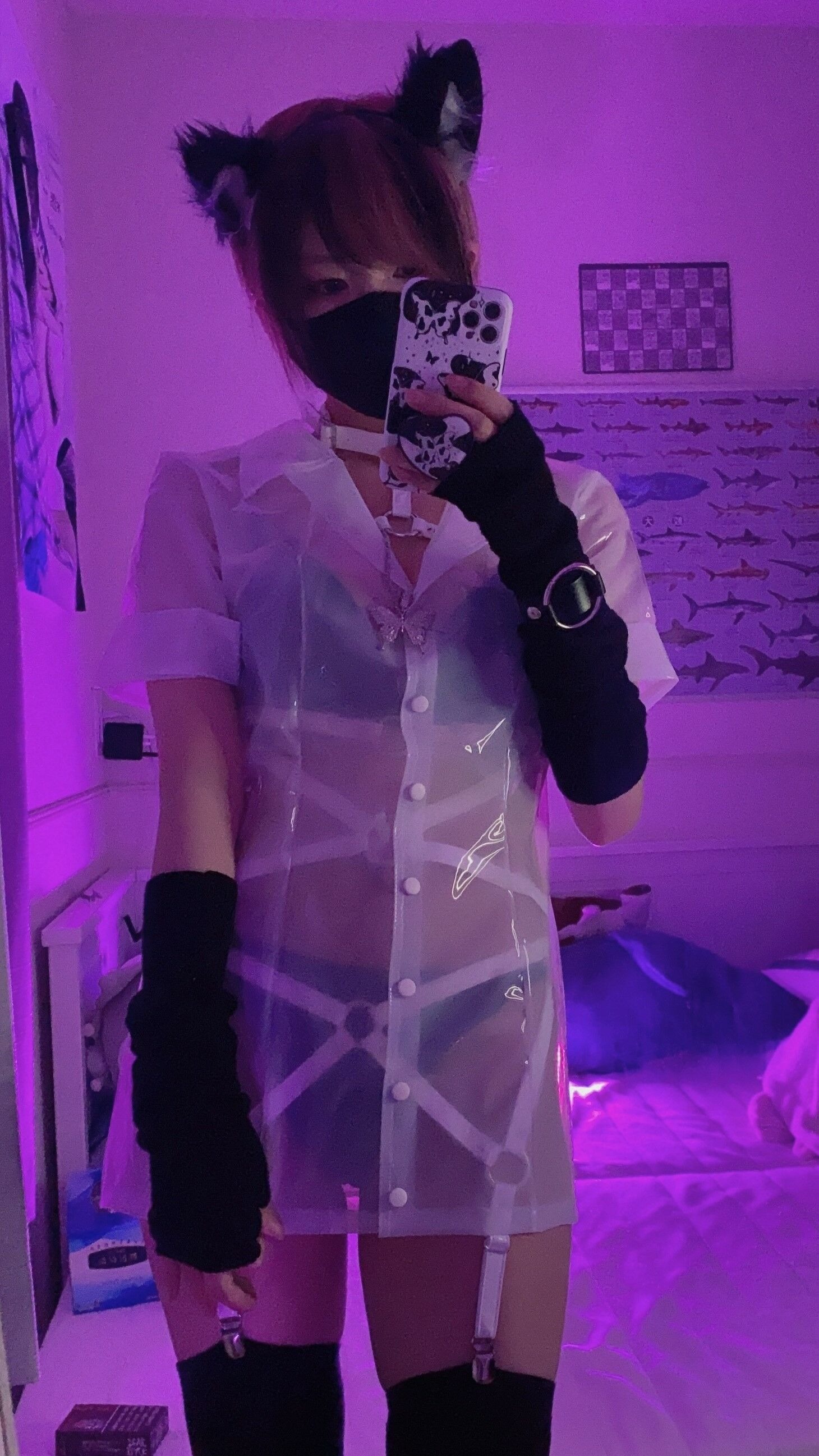 御伽樒 蓝卫衣+猫耳束缚